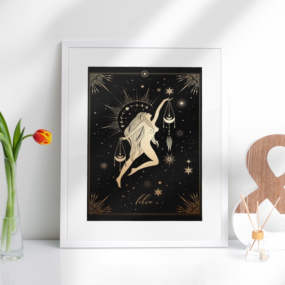 Libra Wall Art Celestial Zodiac Horoscope Illustration Print Poster Unframed - Picture 6 of 17